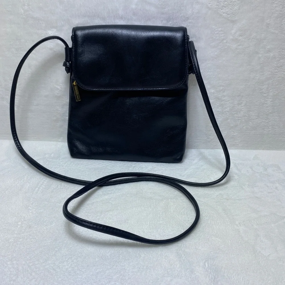Giani Bernini Black Leather‎ Crossbody Bag Small Shoulder Purse Lovely